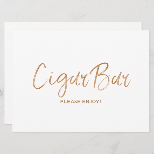 Invitation Panneau "Cigar Bar" pour mariage | Rose dorée élég (Devant / Derrière)