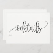 Invitation Panneau Cocktails - Belle calligraphie (Devant / Derrière)