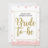 Invitation Panneau Conseils de Fête des mariées | Rose et or (Devant)