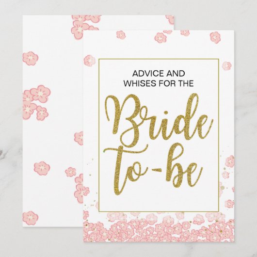 Invitation Panneau Conseils de Fête des mariées | Rose et or (Devant / Derrière)