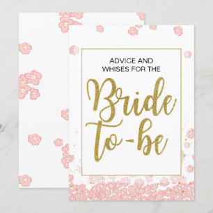 Invitation Panneau Conseils de Fête des mariées   Rose et or