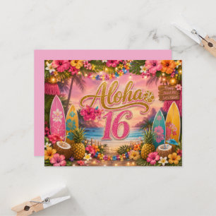 Invitation Panneau d'anniversaire Aloha Sweet 16