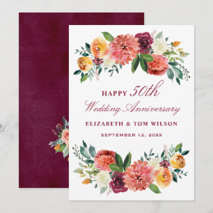 Invitation Panneau d'anniversaire de mariage 50 ans Autumn Fl