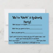 Invitation Panneau d'avertissement de soirée Redneck avec cou (Dos)