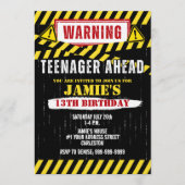 Invitation Panneau d'avertissement pour les 13 ans d'un adole (Devant)