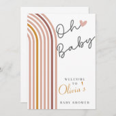 Invitation Panneau de Baby shower arc-en-ciel Boho minimal (Devant / Derrière)