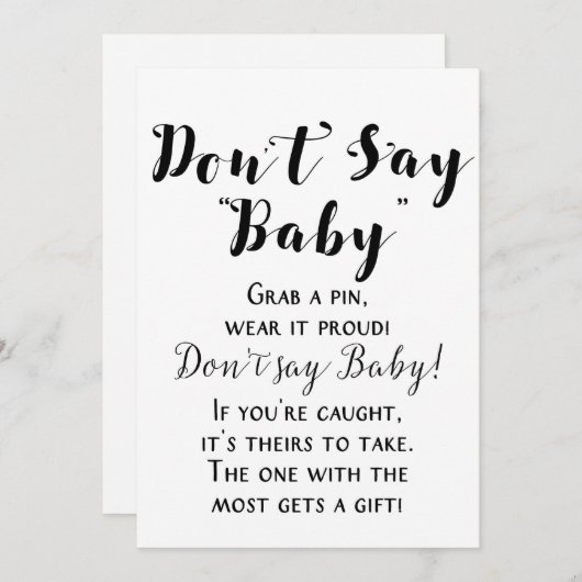 Invitation Panneau de Baby shower rustique blanc 5x7" Taille (Devant / Derrière)