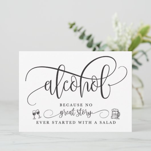 Invitation Panneau de bar à alcool de mariage (Debout devant)