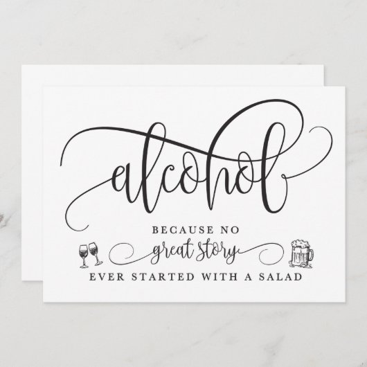 Invitation Panneau de bar à alcool de mariage (Devant / Derrière)