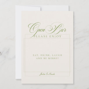 Invitation Panneau de bar de mariage à calligraphie en ivoire