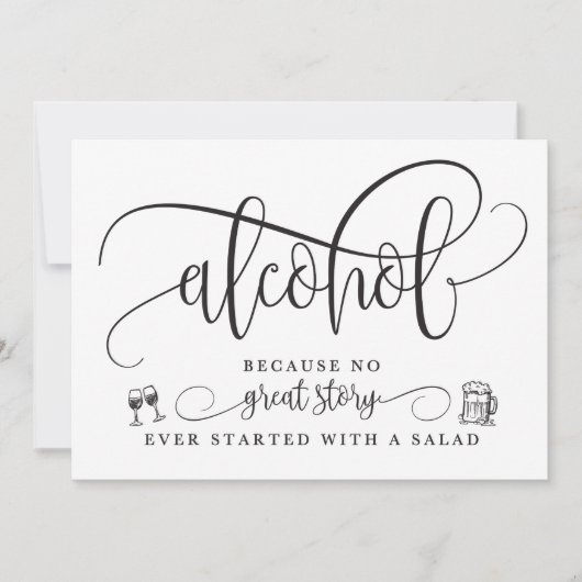 Invitation Panneau de bar de mariage avec alcool (Devant)