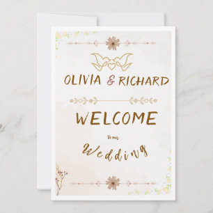 Invitation Panneau de bienvenue de mariage à fleurs personnal