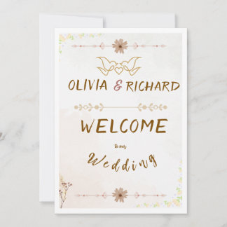 Invitation Panneau de bienvenue de mariage à fleurs personnal
