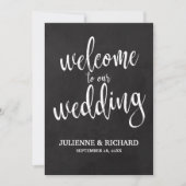 Invitation Panneau de bienvenue de mariage à la craie abordab (Devant)
