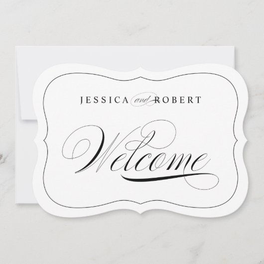 Invitation Panneau de bienvenue de mariage élégant découpé av (Devant)