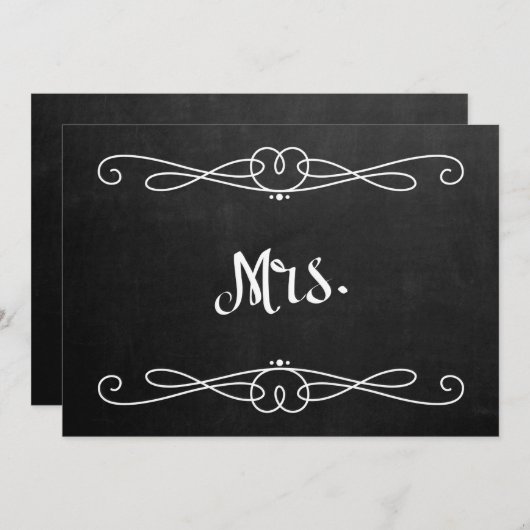 Invitation Panneau de chaise de mariage "Mme" de style tablea (Devant / Derrière)
