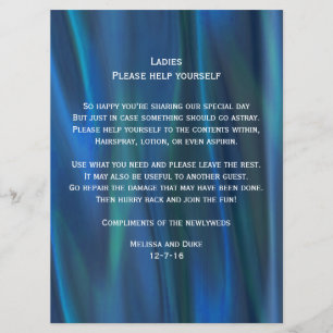 Invitation Panneau de corbeille de mariage en satin bleu