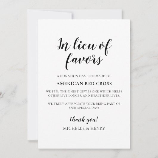 Invitation Panneau de don de mariage en remplacement des fave (Devant)