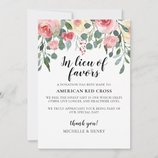 Invitation Panneau de don de mariage en remplacement des fave (Devant)
