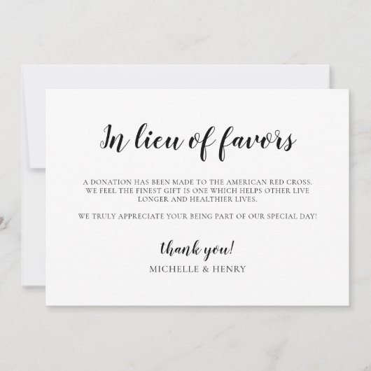 Invitation Panneau de don de mariage en remplacement des fave (Devant)