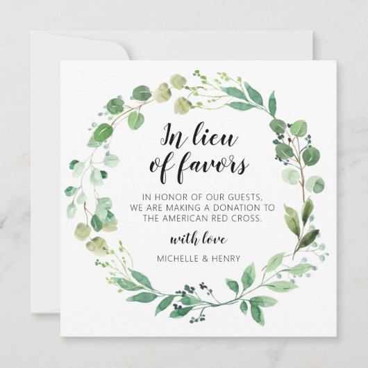 Invitation Panneau de don de mariage en remplacement des fave (Devant)