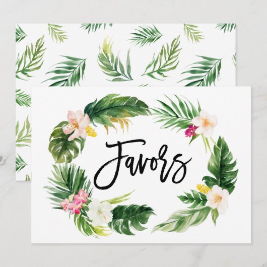 Invitation Panneau de Faveurs de Couronne Florale Tropicale A (Devant / Derrière)