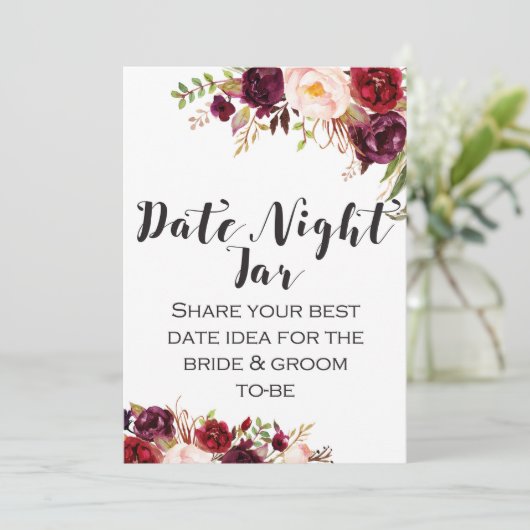 Invitation Panneau de fleurs Boho Bourgogne 5x7" (Debout devant)