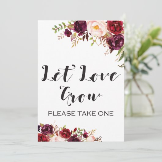 Invitation Panneau de fleurs Boho Bourgogne 5x7" (Debout devant)