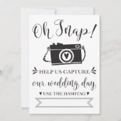 Invitation Panneau de hashtag de mariage Oh Snap (Devant)