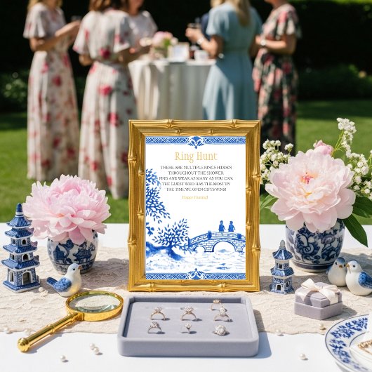 Invitation Panneau de jeu de chasse à l'anneau élégant bleu
