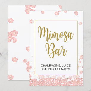 Invitation Panneau de la barre Mimosa   Fête des mariées rose