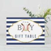 Invitation Panneau de la table cadeau | Baby shower de baseba (Debout devant)