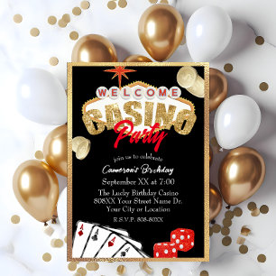 Invitation Panneau de Las Vegas Fête de Casino en Or