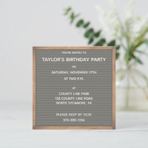 Invitation Panneau de lettre grise pour toute occasion person