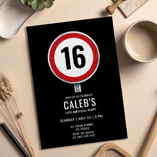 Invitation Panneau de limitation de vitesse pour 16 ans - TOU