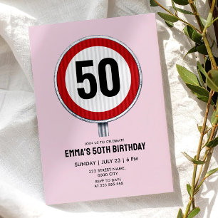 Invitation Panneau de limitation de vitesse pour 50e annivers
