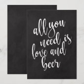 Invitation Panneau de mariage à la craie abordable Love and b (Devant / Derrière)