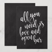 Invitation Panneau de mariage à la craie de bar ouvert aborda (Devant / Derrière)