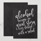 Invitation Panneau de mariage à la craie pour bar à alcool ab (Devant / Derrière)