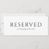 Invitation Panneau de mariage à typographie simple réservé su (Dos)
