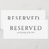 Invitation Panneau de mariage à typographie simple réservé su (Devant / Derrière)