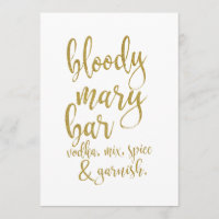 Panneau de mariage abordable Bloody Mary Bar Gold
