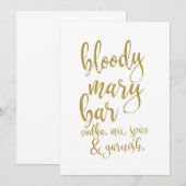 Invitation Panneau de mariage abordable Bloody Mary Bar or (Devant / Derrière)