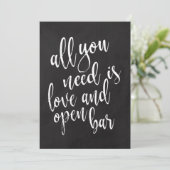 Invitation Panneau de mariage ardoise abordable bar ouvert (Debout devant)