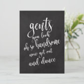 Invitation Panneau de mariage ardoise Salle de bains messieur (Debout devant)