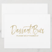 Invitation Panneau de mariage "Bar à desserts" | Élégant doré (Devant / Derrière)