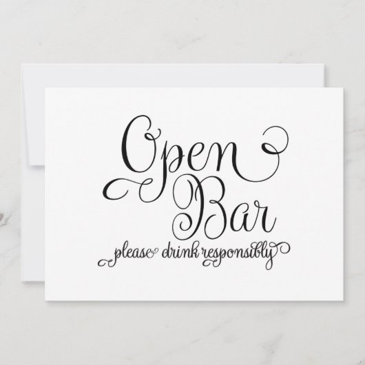 Invitation Panneau de mariage bar ouvert (Devant)