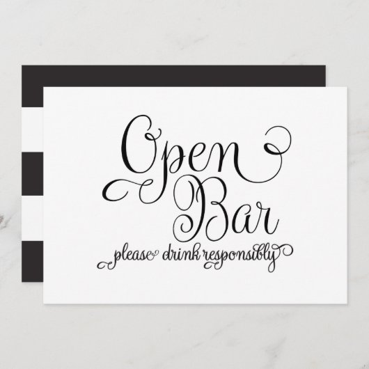 Invitation Panneau de mariage bar ouvert (Devant / Derrière)