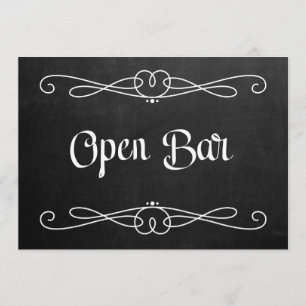 Invitation Panneau de mariage "Bar ouvert" de style tableau n