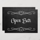 Invitation Panneau de mariage "Bar Ouvert" style tableau noir (Devant / Derrière)
